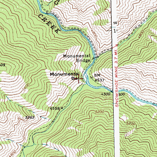 Topographic Map of Monumental Bar, ID