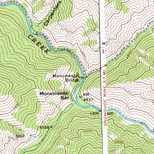 Topographic Map of Monumental Bridge, ID