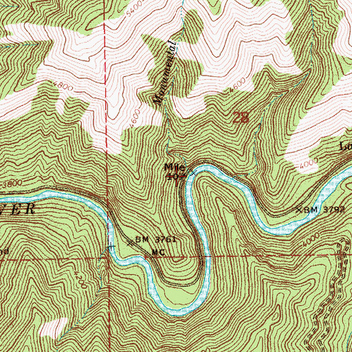 Topographic Map of Monumental Creek, ID