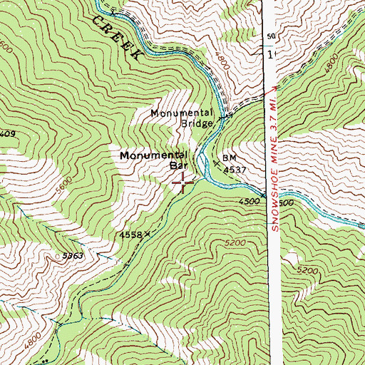 Topographic Map of Monumental Creek, ID