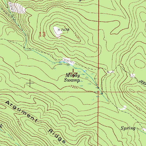 Topographic Map of Moody Swamp, ID
