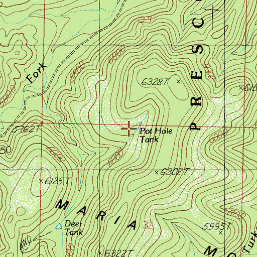 Topographic Map of Pot Hole Tank, AZ