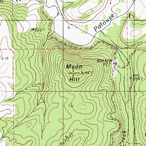 Topographic Map of Moon Hill, ID