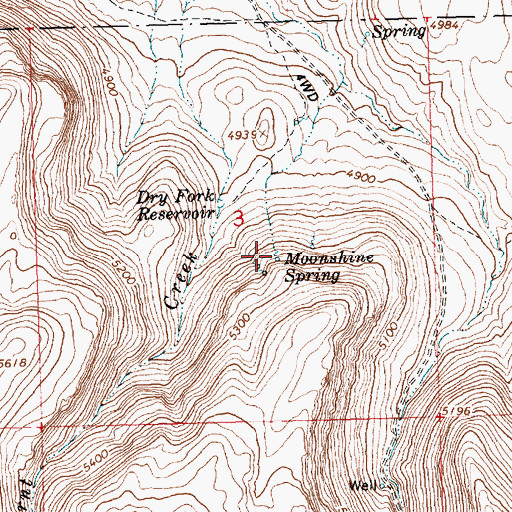 Topographic Map of Moonshine Spring, ID