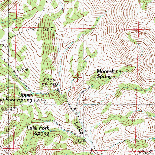 Topographic Map of Moonshine Spring, ID