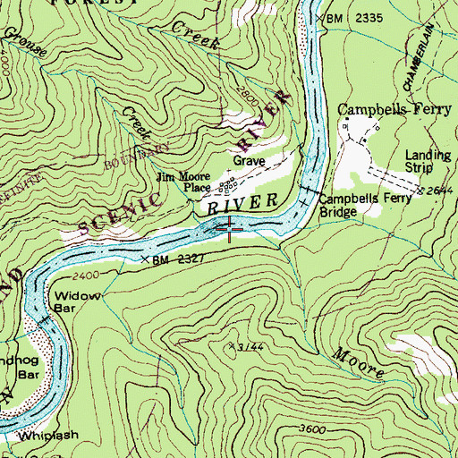 Topographic Map of Moore Creek, ID