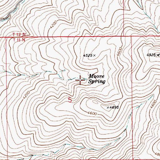 Topographic Map of Moore Spring, ID