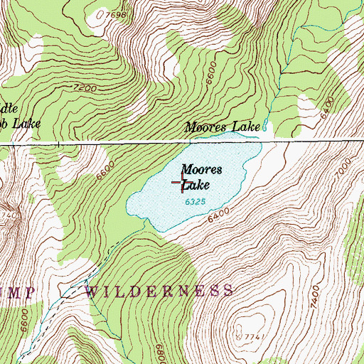 Topographic Map of Moores Lake, ID