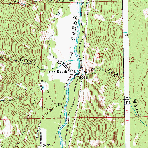 Topographic Map of Moose Creek, ID