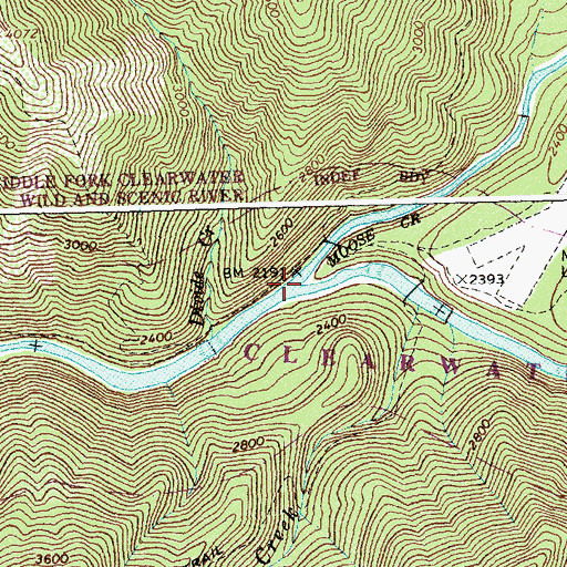 Topographic Map of Moose Creek, ID