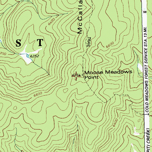 Topographic Map of Moose Meadows Point, ID
