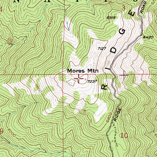 Topographic Map of Mores Mountain, ID