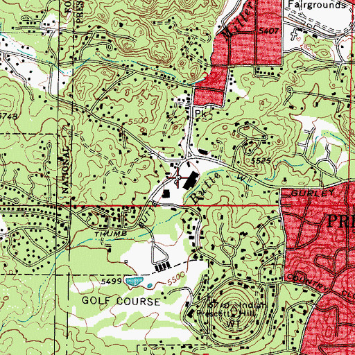 Topographic Map of Prescott Shopping Center, AZ