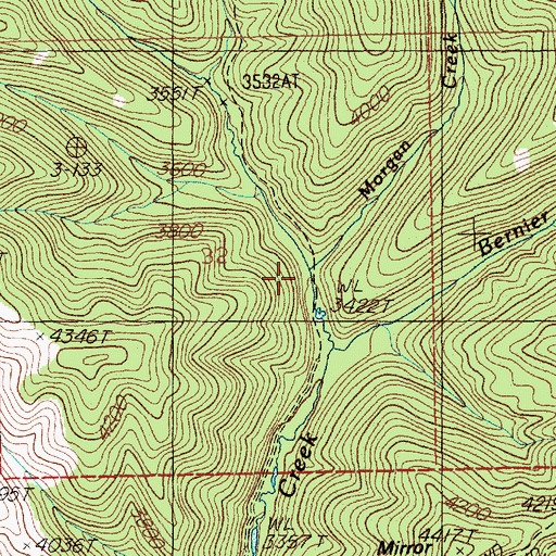 Topographic Map of Morgan Creek, ID