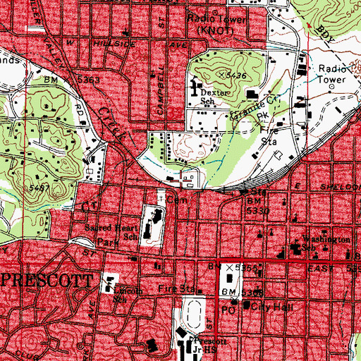 Topographic Map of Prescott Substation, AZ