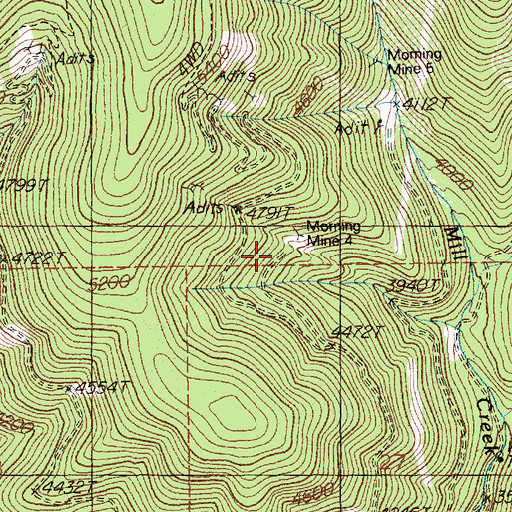 Topographic Map of Morning Mine 4, ID