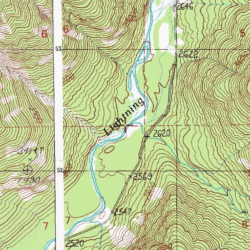 Topographic Map of Morris Creek, ID