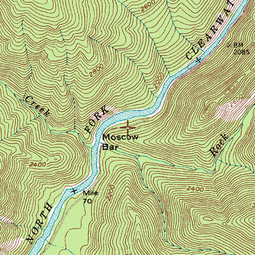 Topographic Map of Moscow Bar, ID