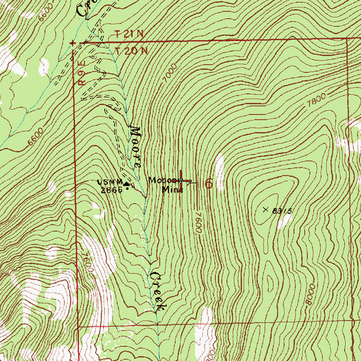 Topographic Map of Moscow Mine, ID