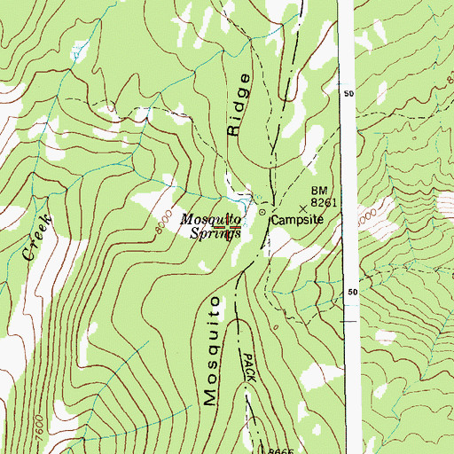 Topographic Map of Mosquito Springs, ID