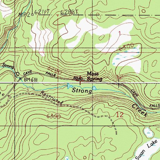 Topographic Map of Moss Spring, ID