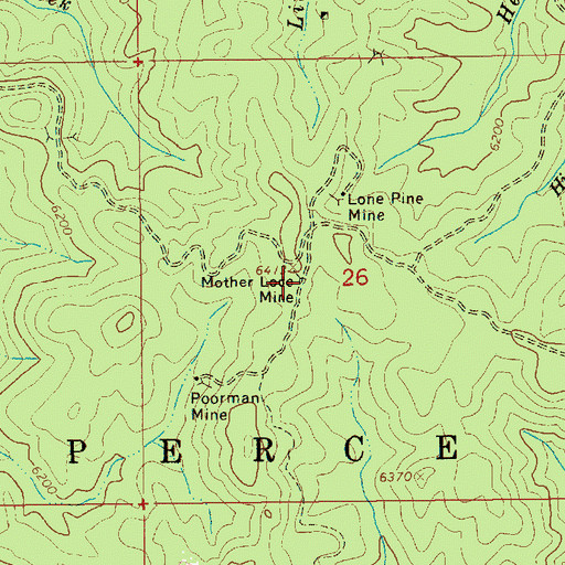 Topographic Map of Mother Lode Mine, ID