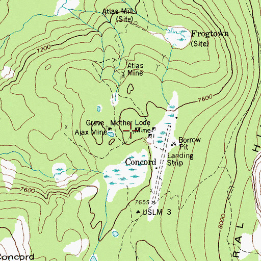 Topographic Map of Mother Lode Mine, ID