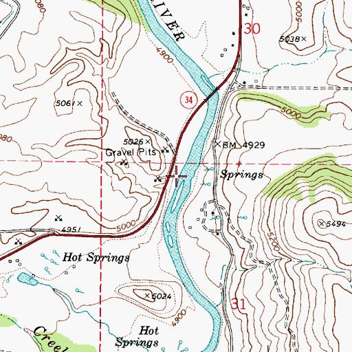 Topographic Map of Mound Valley, ID