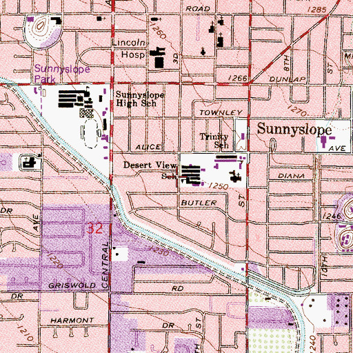 Topographic Map of Desert View Elementary School, AZ