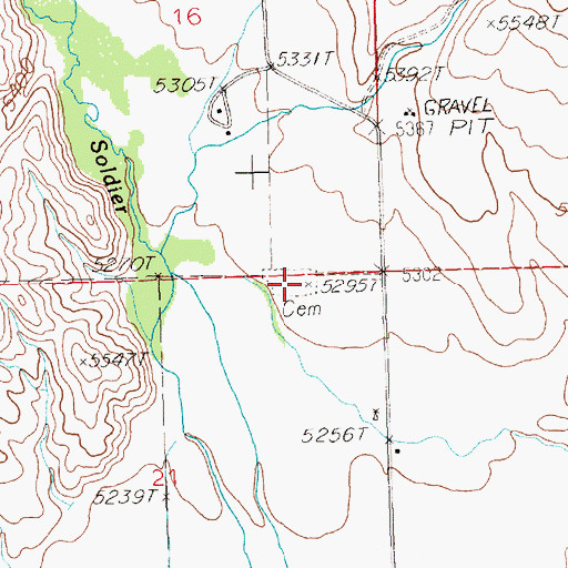 Topographic Map of Mountain View Cemetery, ID