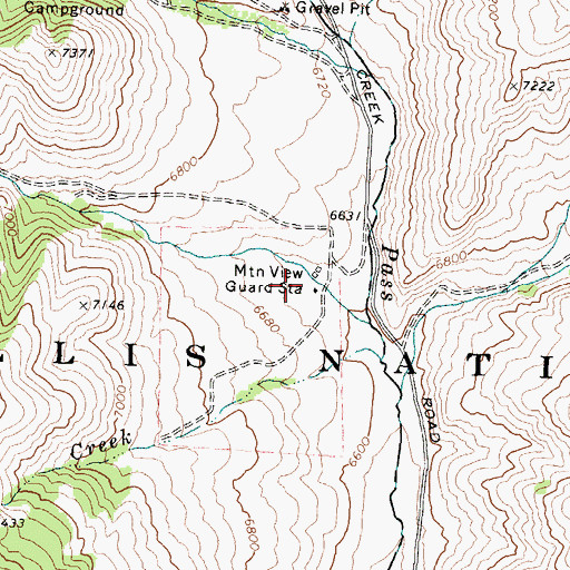 Topographic Map of Mountain View Guard Station, ID