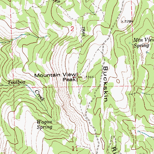Topographic Map of Mountain View Peak, ID