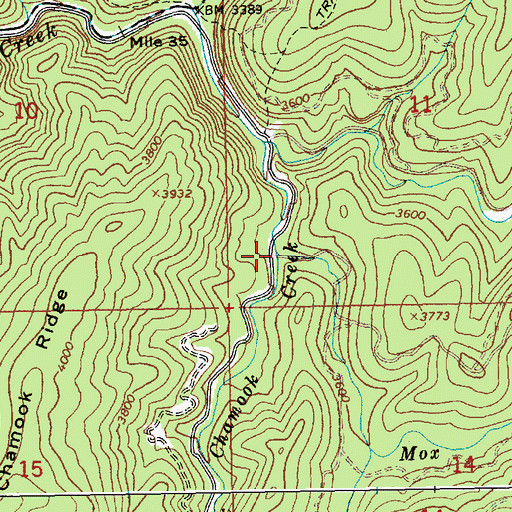 Topographic Map of Mox Creek, ID