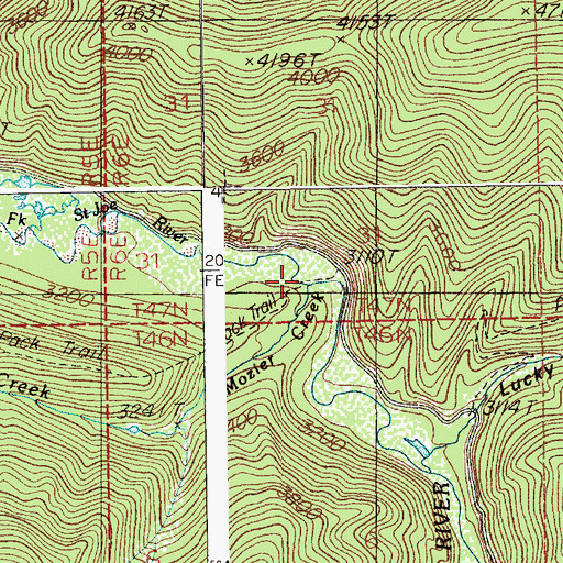 Topographic Map of Mozier Creek, ID