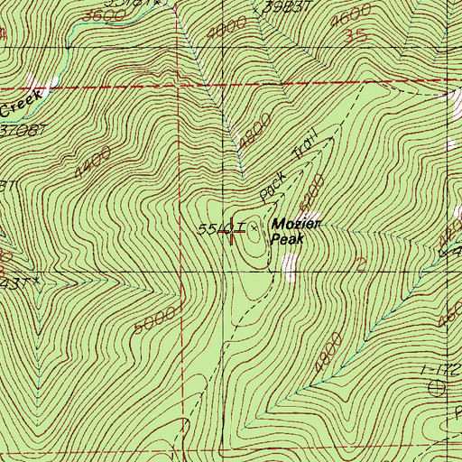 Topographic Map of Mozier Peak, ID