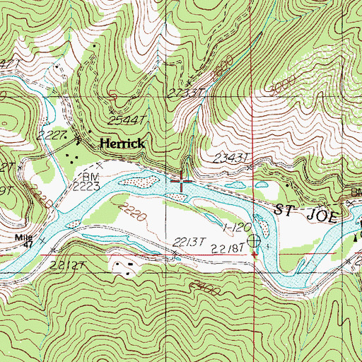 Topographic Map of Mud Cabin Creek, ID