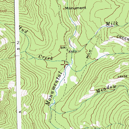 Topographic Map of Mud Creek, ID