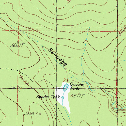 Topographic Map of Queens Tank, AZ