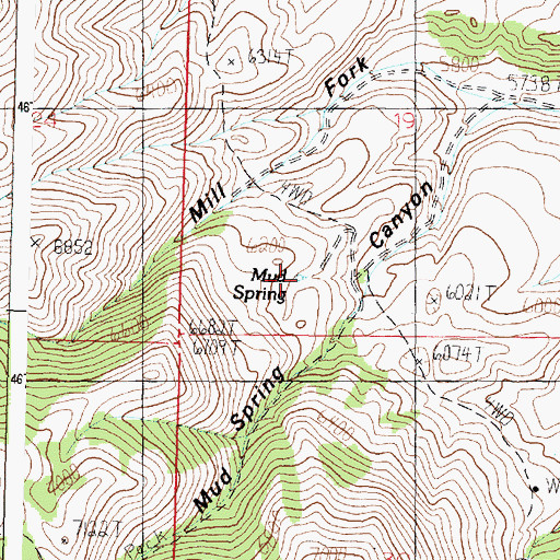 Topographic Map of Mud Spring, ID