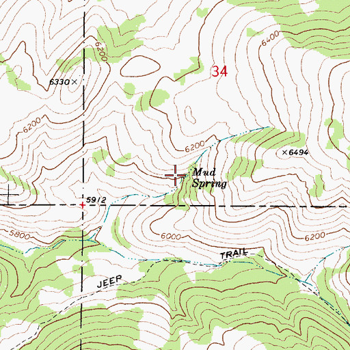 Topographic Map of Mud Spring, ID