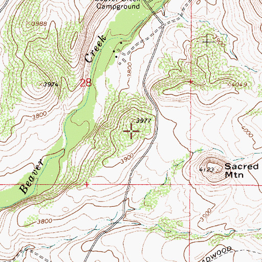 Topographic Map of Rancho Roca Roja Airport (historical), AZ