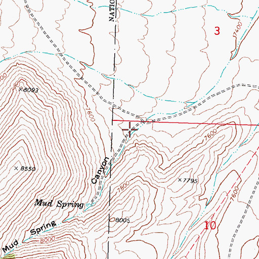 Topographic Map of Mud Spring Canyon, ID