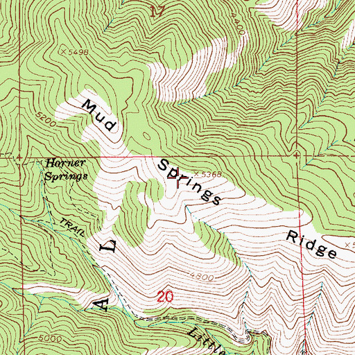 Topographic Map of Mud Springs Ridge, ID