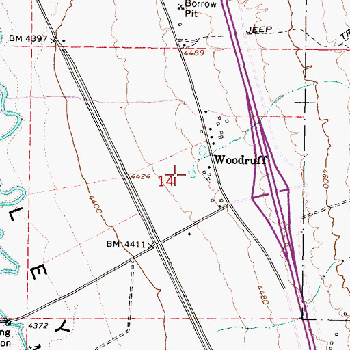 Topographic Map of Muddy Creek, ID