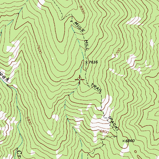 Topographic Map of Mule Hill Trail, ID