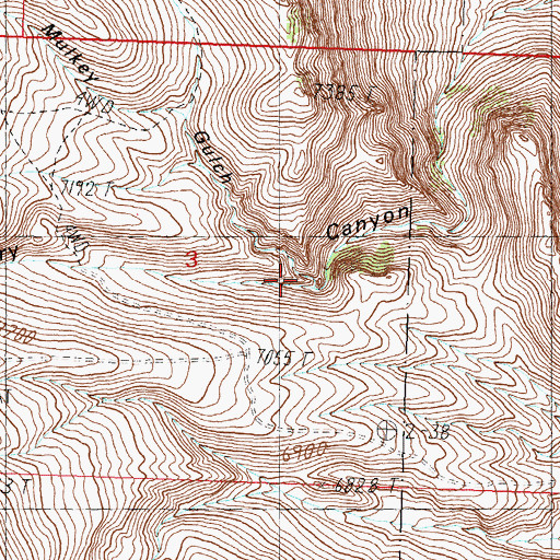 Topographic Map of Mulkey Gulch, ID