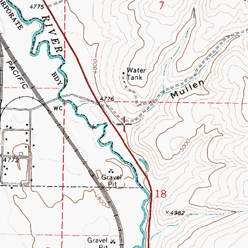 Topographic Map of Mullen Canyon, ID