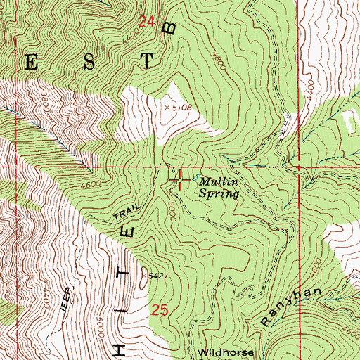 Topographic Map of Mullin Spring, ID