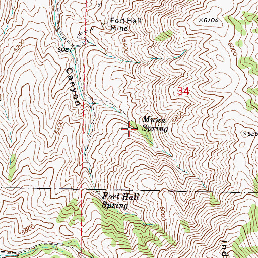 Topographic Map of Munn Spring, ID