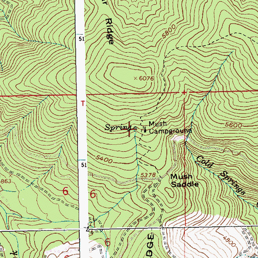 Topographic Map of Mush Campground, ID
